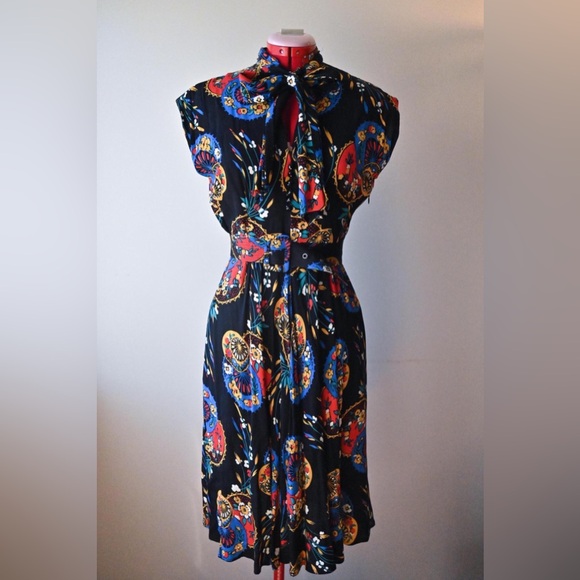 SOLD Trashy Diva by Candice Gwinn Parasols Bow Dress with Belt Retro Size 6 - Picture 5 of 10